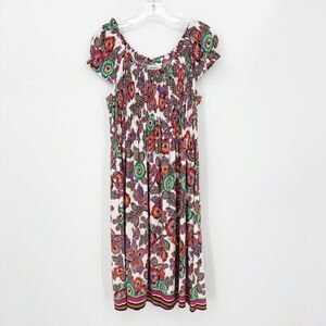 Dressbarn Womens Dress 10 Floral Peasant Summer Casual Resortwear Feminine Vacay